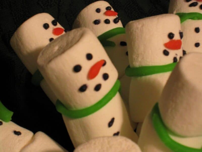 snowmen marshmallow buddies and hot chocolate