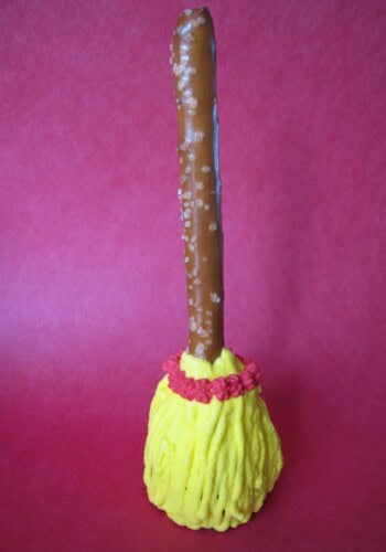 Oreo Truffle Witch's Broom with yellow icing bristles
