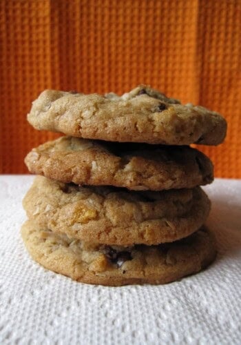 A stack of Chocolate Chip Cookies with a secret ingredient