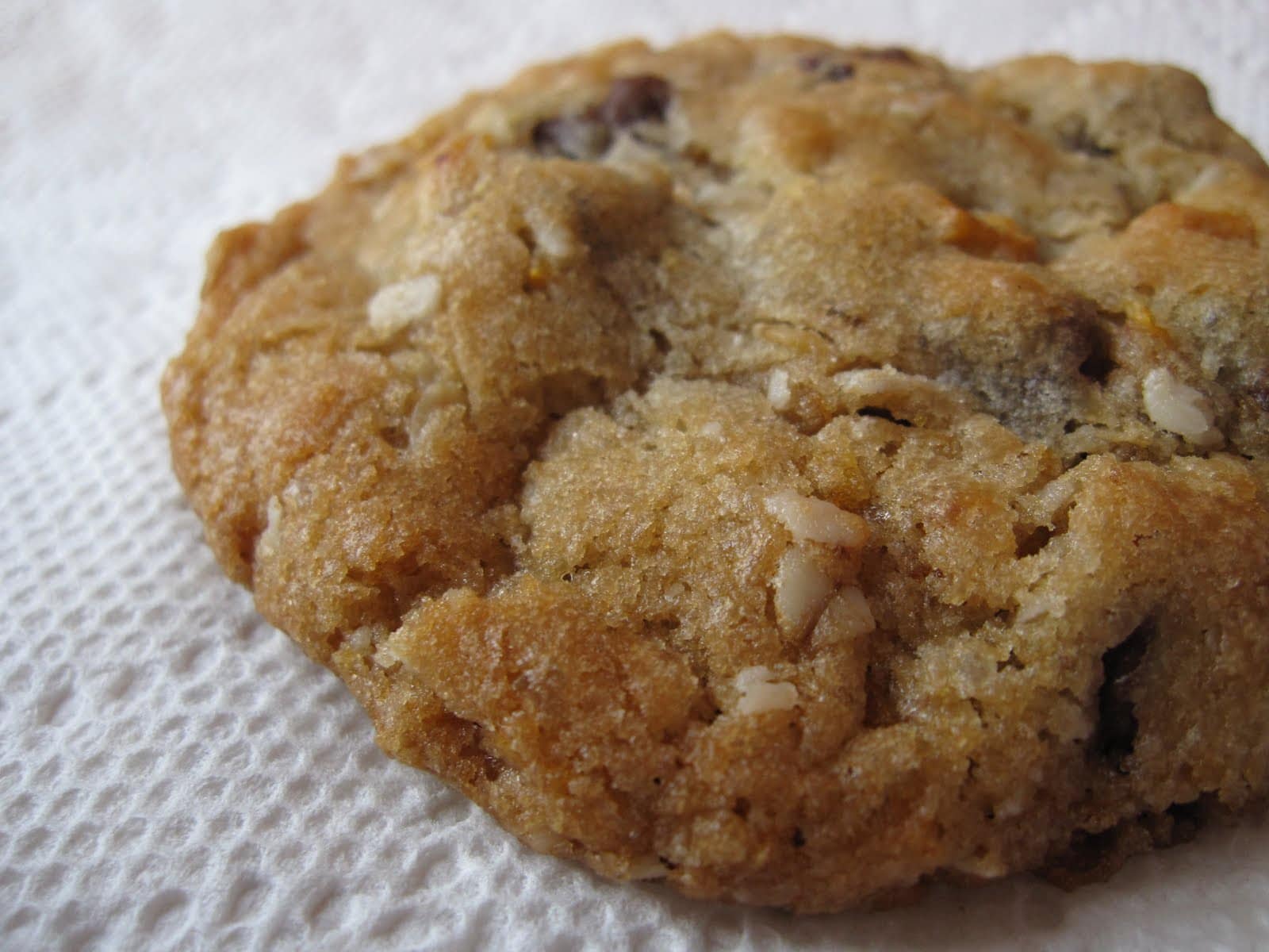 Close-up of a Cornflake chocolate chip cookie