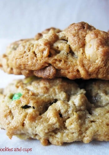 Close-Up of Stacked Monster Cookies