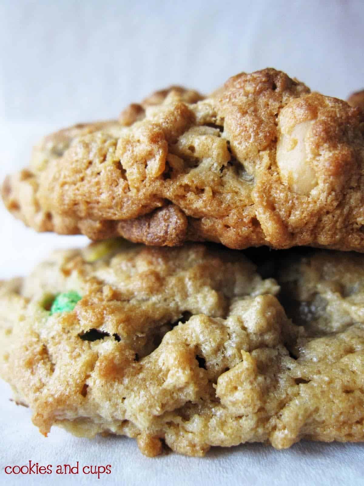 Close-Up of Stacked Monster Cookies