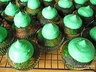 Camo Cupcakes with Green Frosting