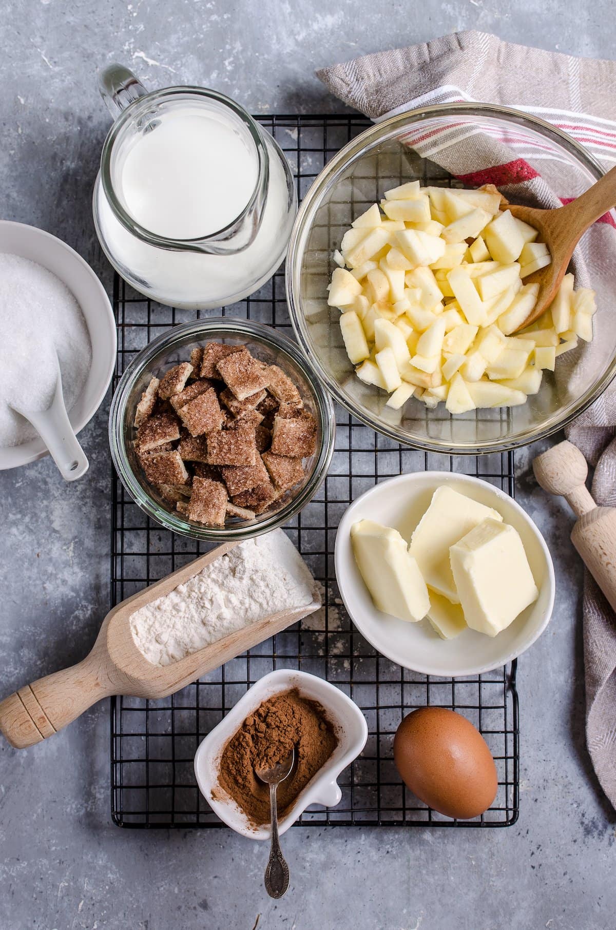 Ingredients for apple pie bars.