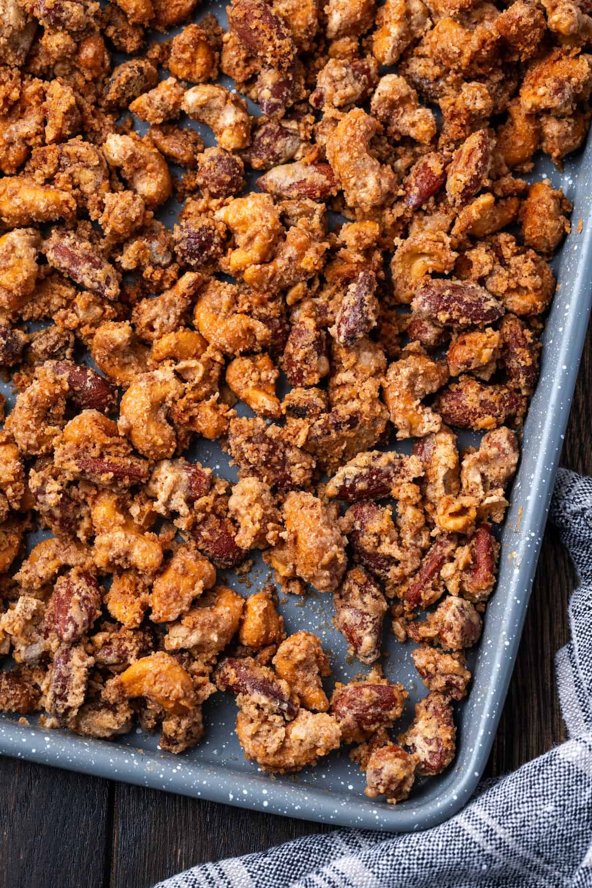 Mashuga nuts on a baking sheet.