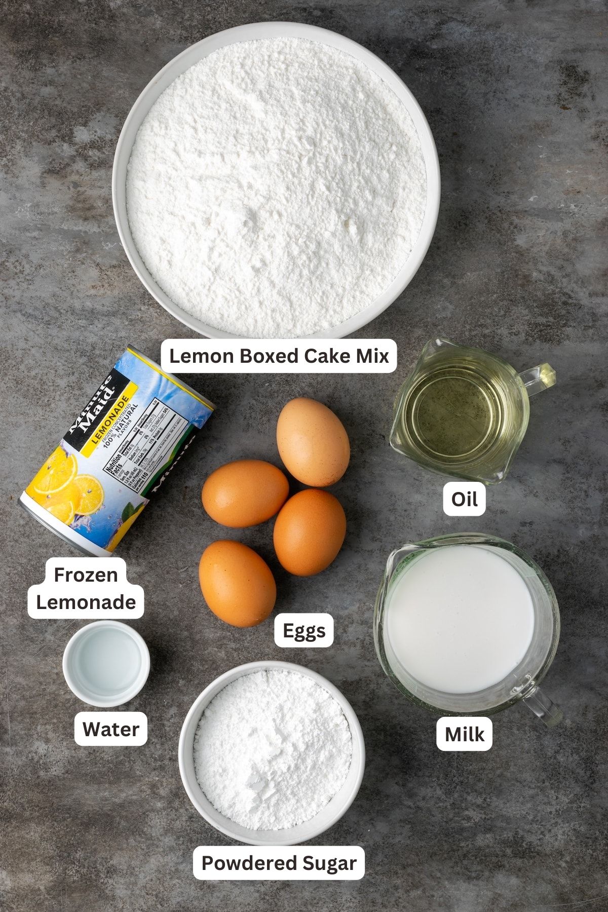 Ingredients for Lemonade Cake.