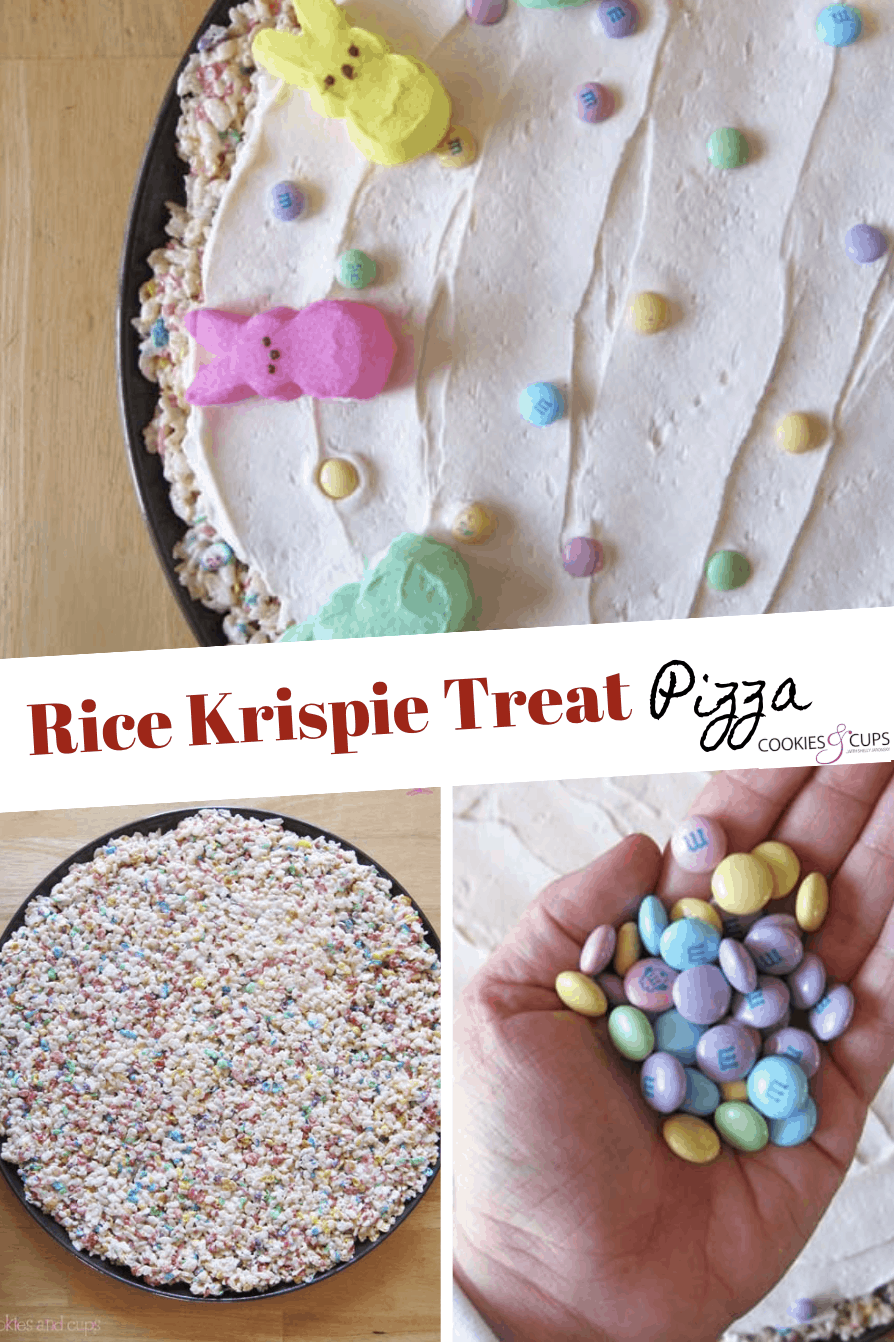 Pinterest image for rice krispie treat pizza