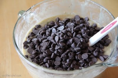 Prepping Batter with Chocolate Chips