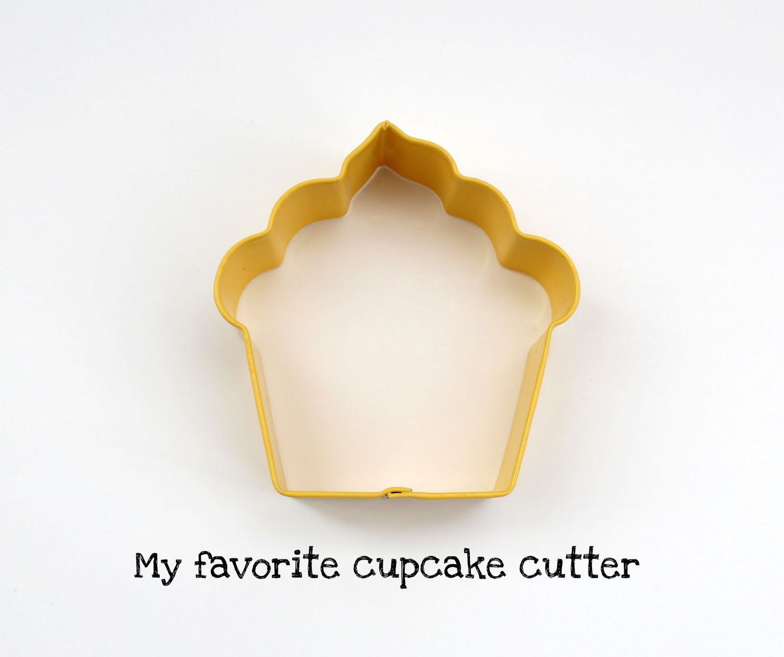 A cupcake-shaped cookie cutter