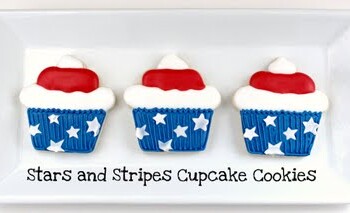 Three American Flag Decorated Sugar Cookies on a Plate