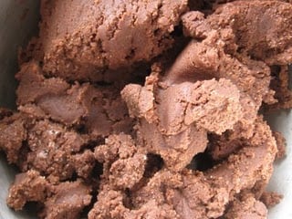 Close up of homemade Oreo chocolate cookie dough.