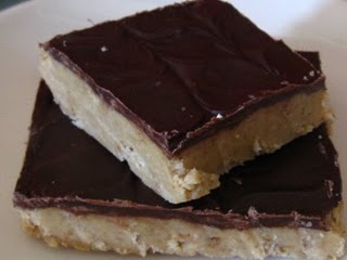 A Stack of Two Dessert Squares on Top of a White Plate