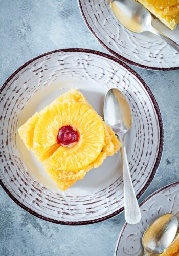 Square of pineapple upside down cake.