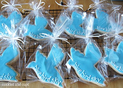 Overhead view of individually-wrapped Blue Bird frosted cookies