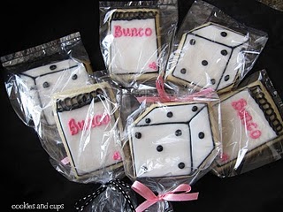 Individually-wrapped Bunco decorated cookies.