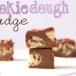 Side view of squares of cookie dough fudge