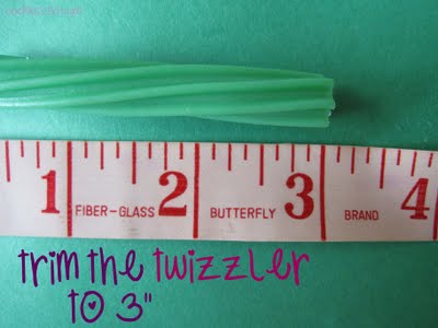 Green twizzler cut to 3 inches