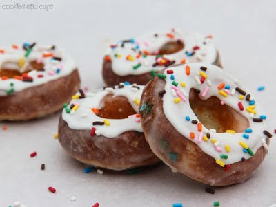 Double Glazed Funfetti Donuts with sprinkles
