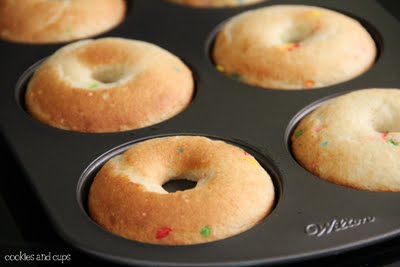 Baked funfetti donuts in a donut pan