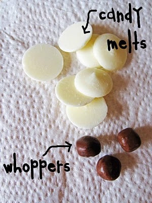 Vanilla candy melts and whoppers