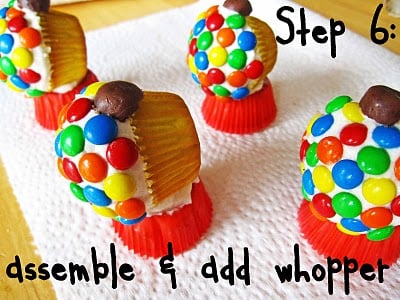 Step 6 of assembling Gumball Cupcakes