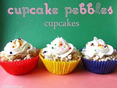 Three Cupcake Pebbles Cupcakes in a line
