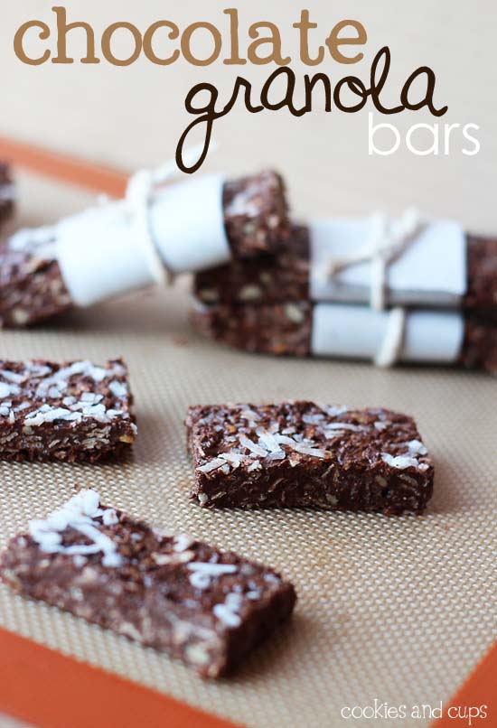 Chocolate Granola Bars on a baking mat