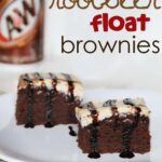 Two Root Beer Float Brownies on a plate