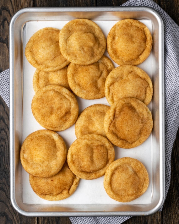 Tray of stuffed snickerdoodles.