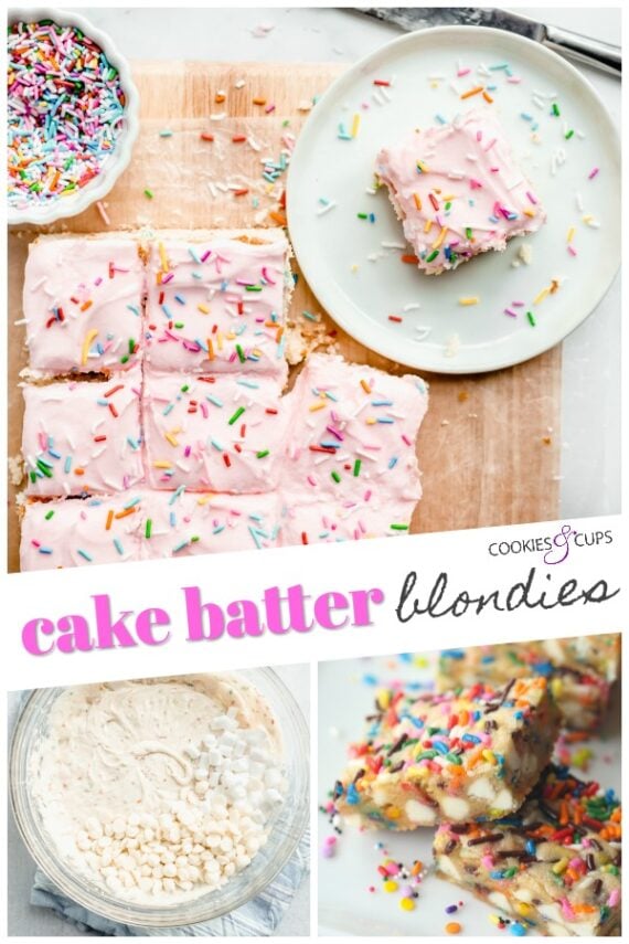 Cake Batter Blondies Pinterest Image