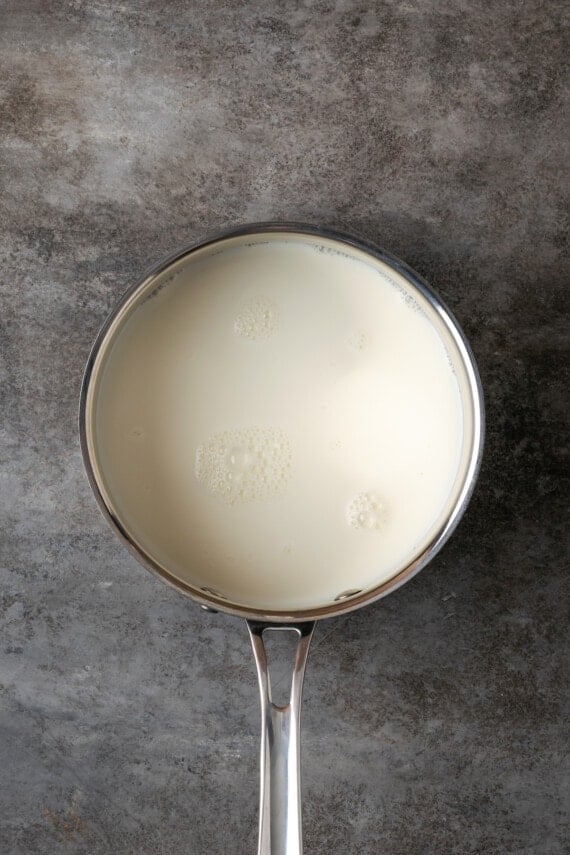 Milk in a saucepan.