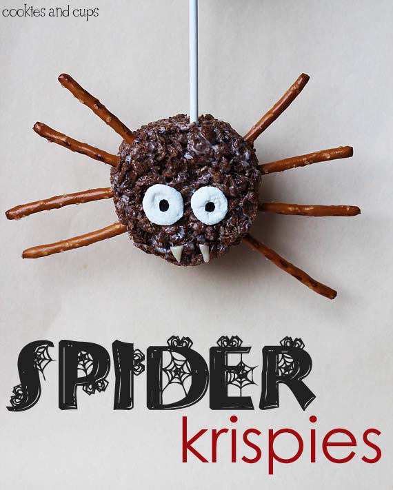 spider krispie treat with pretzel legs