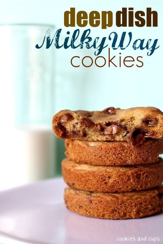 Deep Dish Milky Way Cookies, stacked