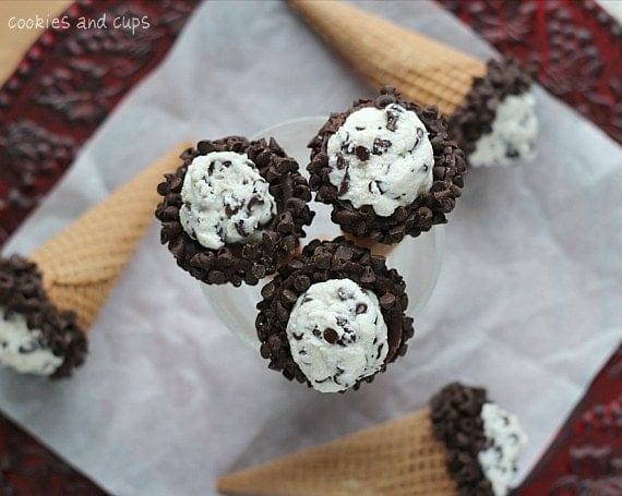 Image of Ice Cream Cone Cannolis From Above