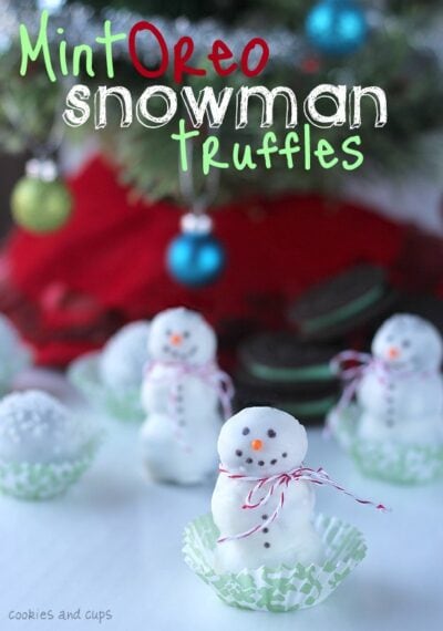 mint oreo snowman truffles