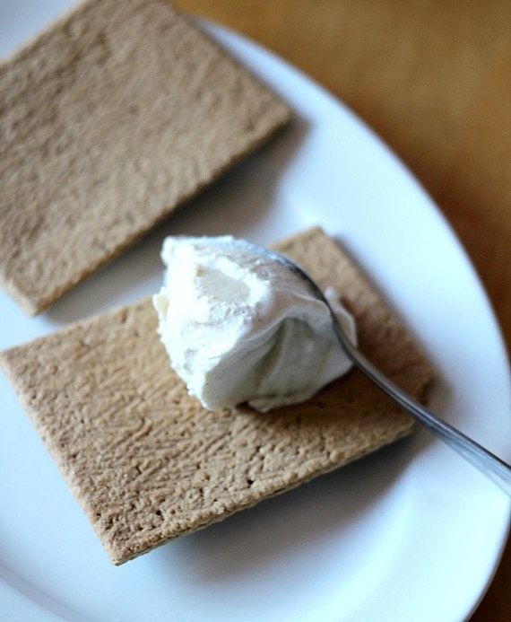 Ice cream is spread over one side of a Gingerbread Pop Tart.