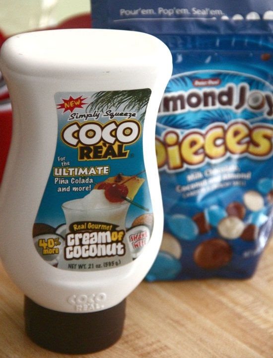 Packages of Cream of Coconut and Almond Joy pieces