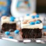 Close-up of Coconut Cream Cheese Brownies on a tray