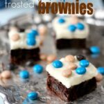 Tray of coconut cream cheese frosted brownies