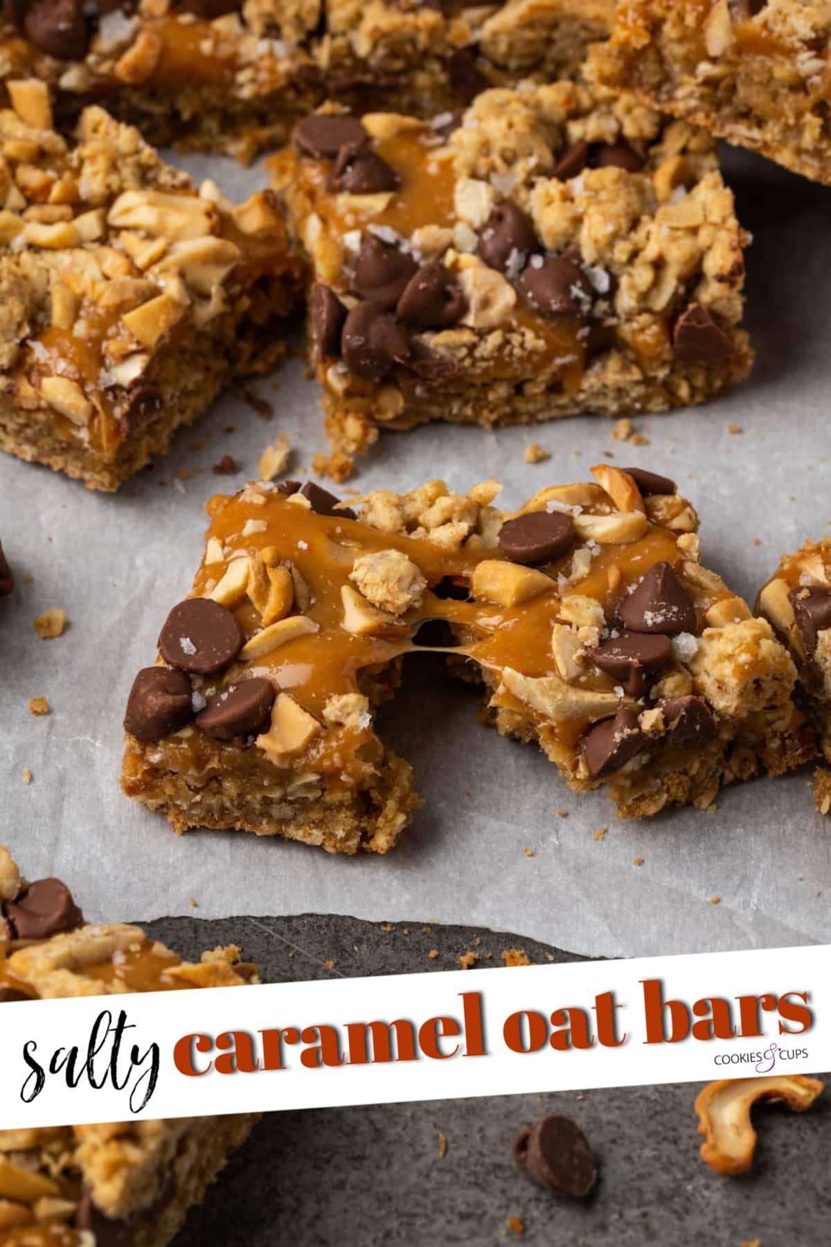 Caramel Oat Bars Pinterest Image with text