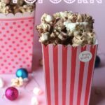 Hot chocolate popcorn in a striped container