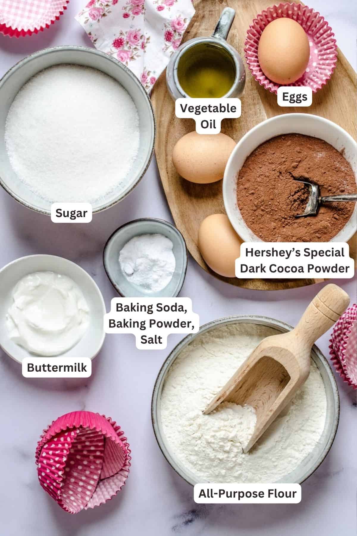 These are the best chocolate cupcakes! This recipe makes soft and moist, classic chocolate cupcakes, perfect for frosting and decorating. Ingredients for Chocolate Cupcakes.