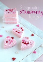 Strawberry fudge hearts on a napkin