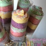 Four Spring Rainbow push-up pops with colorful layers
