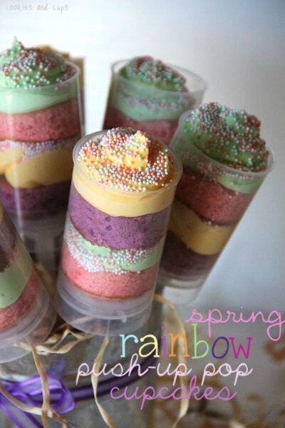 spring rainbow push-up pop cupcakes