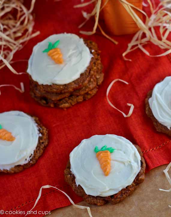 Cake Mix Carrot Cake Cookies With Homemade Cream Cheese Frosting