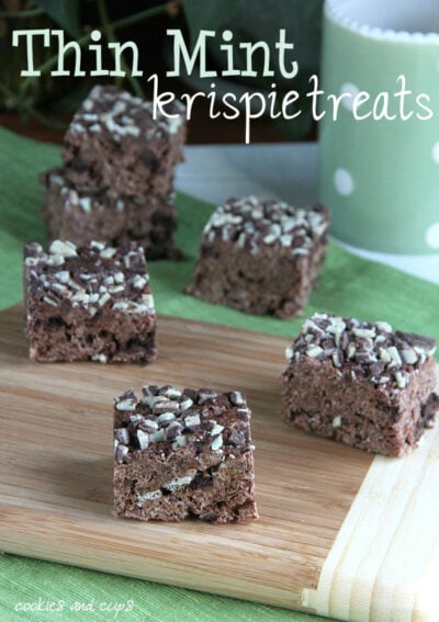 thin mint krispie treats