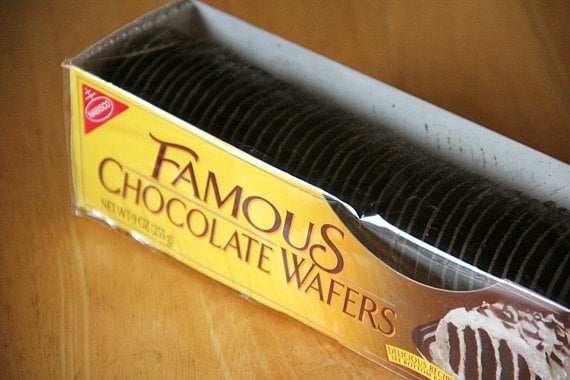 A sleeve of Famous Chocolate Wafers.