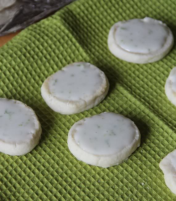 Lime shortbread cookies with lime glaze