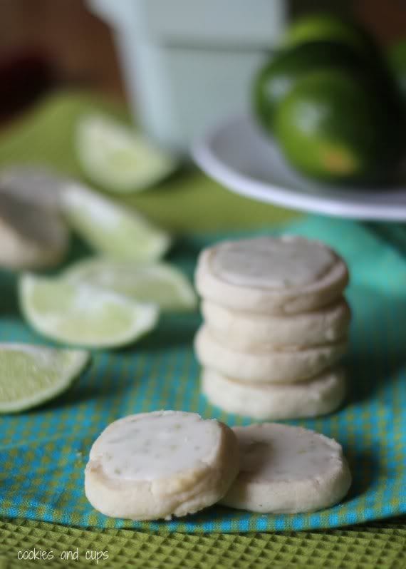 Key Lime Meltaway Shortbread cookies in a stack